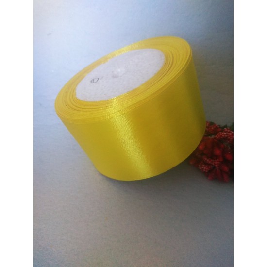 Ленты атласные однотонные 5 см цв. желтый, цена за 5 м